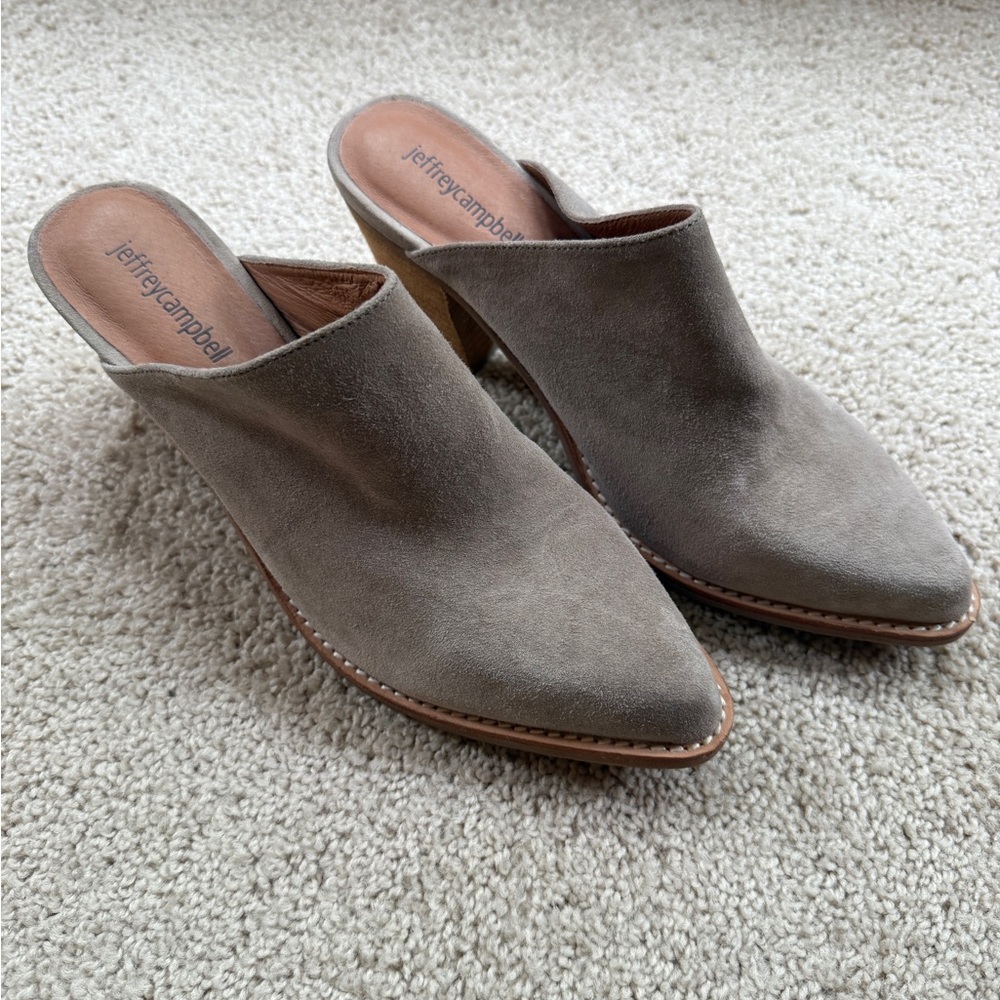 Jeffrey Campbell Gray Mules Pointed Toe